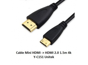 Cable HDMI mini -->  HDMI 1.5m Unitek (YC151, 4K)    