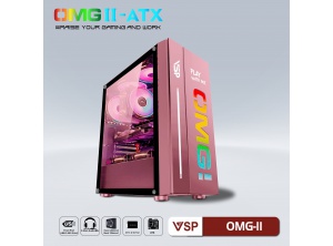  Case Gaming VSP OMG-II Mid Tower màu Hồng (Có Sẵn LED RGB, nắp hông kính cường lực)